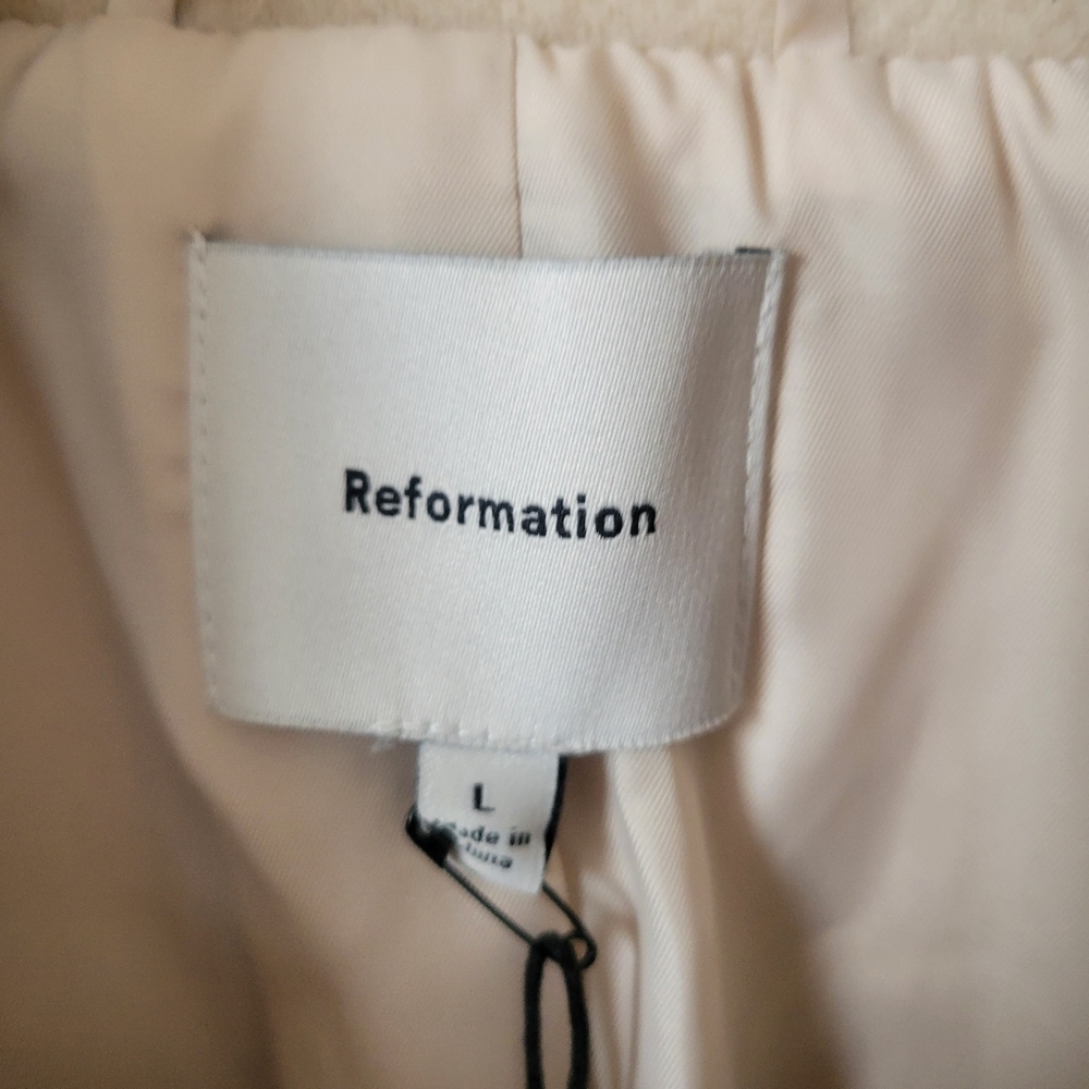 Reformation Irene Cream Wool Coat Size L NWT Classic Minimalist - Picture 12 of 14